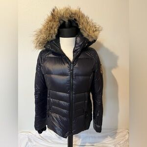 Rossignol Black down filled women’s Jacket with real Fur Trim size M